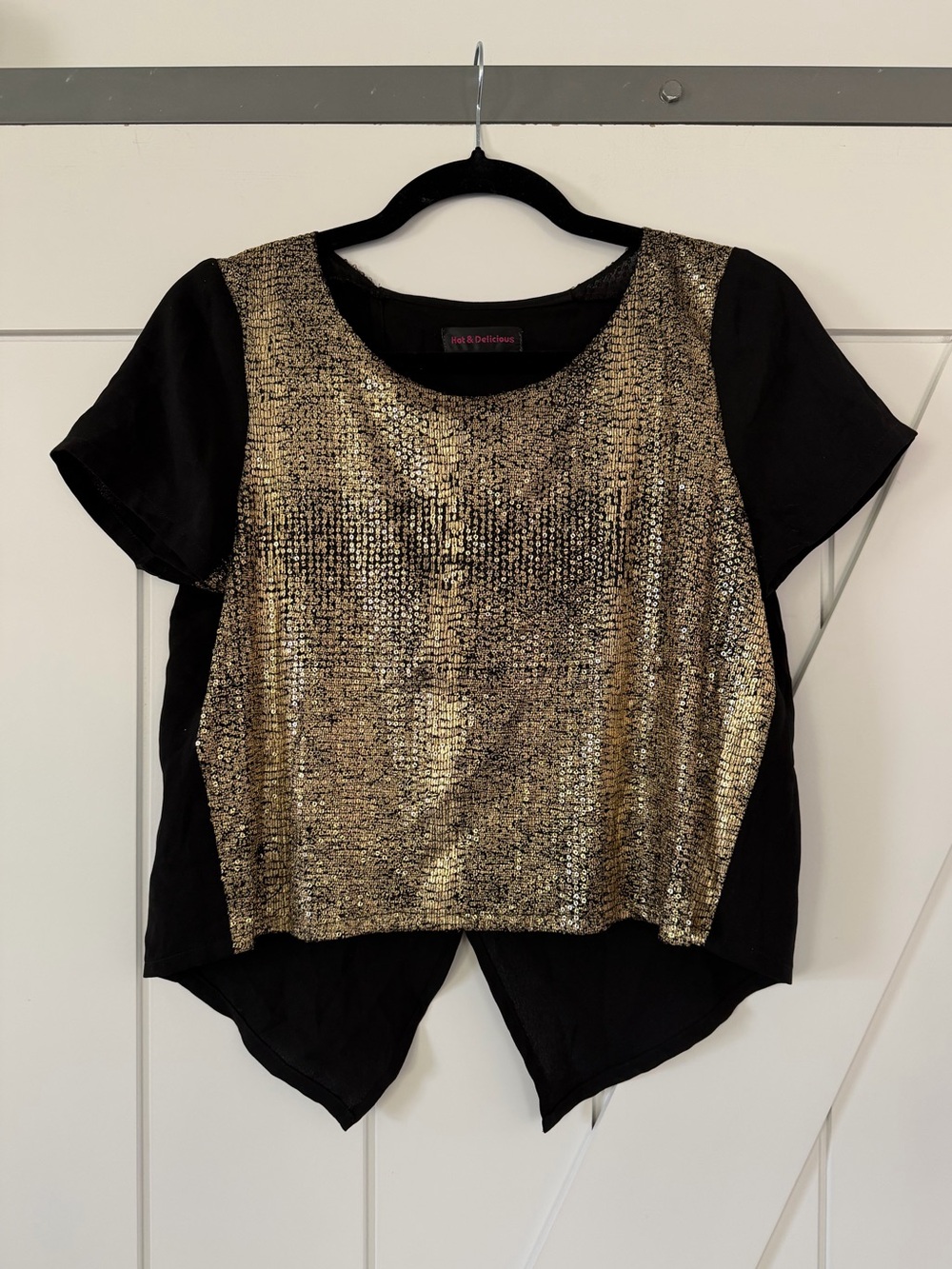 Hot & Delicious Black and Gold Sequin Crop Top